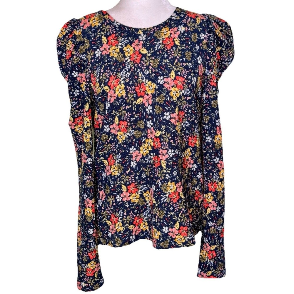 Loft Women’s Puff Shoulder Floral Top Boho Romantic Cottagecore Feminine Size M